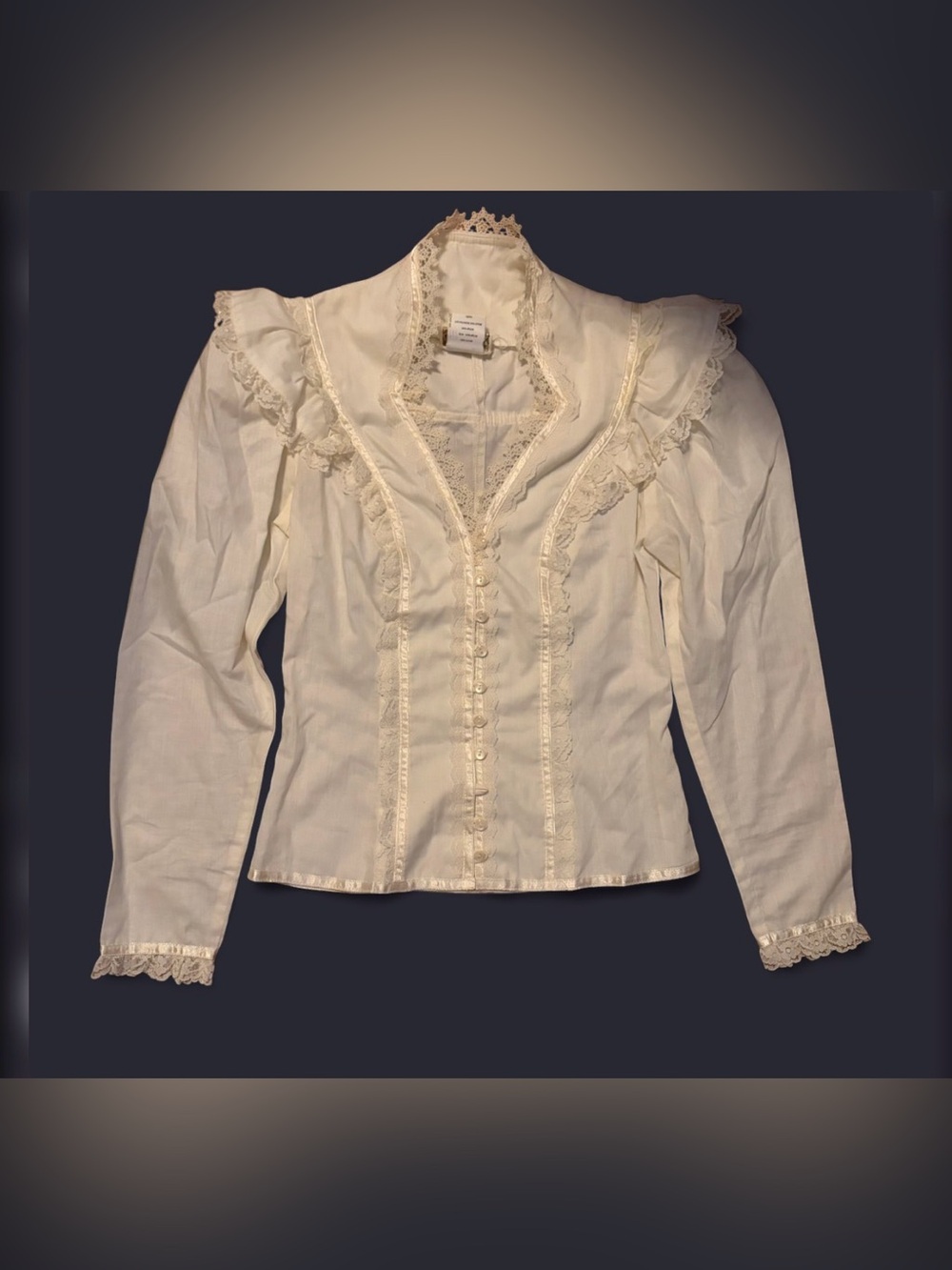 Gunne sax Women's white Lace Trim Victorian-Style Blouse